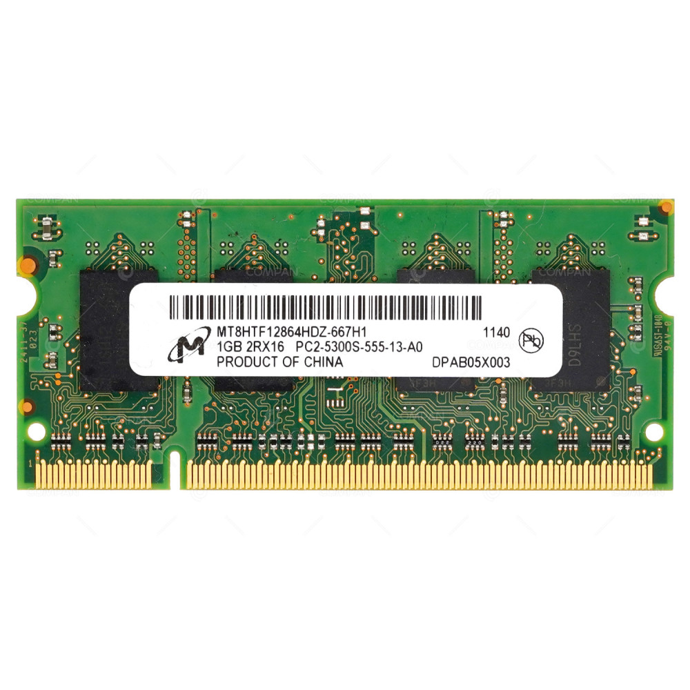 MT8HTF12864HDZ-667H1  MICRON 1GB 2RX16 PC2 5300S DDR2 MEMORY FOR LAPTOPS